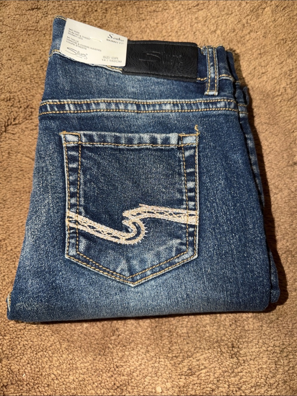Silver Jeans Co. Girl's Sasha Skinny Fit Mid Rise Jeans 14 NWT cowgirl